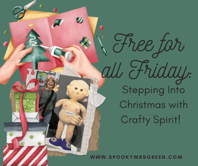 Colourful festive image of Catherine Green at the NEC Christmas Craft Show in Birmingham. Stepping Into Christmas with Crafty Spirit at SpookyMrsGreen.com spooky family lifestyle blog.