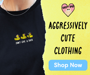 Image of cute tee from Sassyspud aggressively cute clothing. Don't give a duck caption.