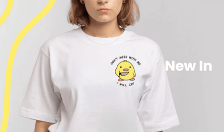 Image of a woman wearing a trendy t-shirt from Sassyspud New In alternative fashion affiliated with SpookyMrsGreen