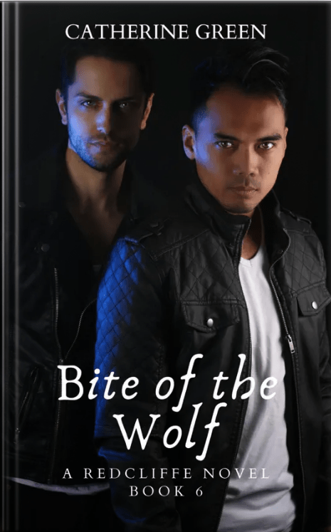 Image of book covers from the Redcliffe Novels paranormal menage series. MMF romance. Bisexual and gay romance. Gay werewolf romance. Paranormal author Catherine Green.