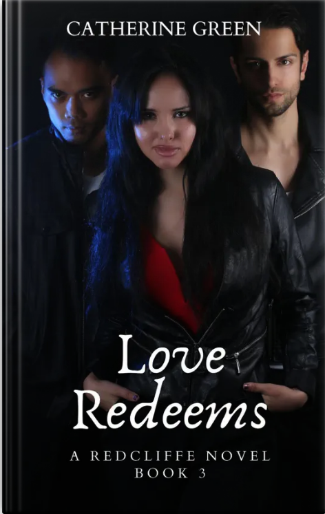 Image of book covers from the Redcliffe Novels paranormal menage series. MMF romance. Bisexual and gay romance. Gay werewolf romance. Paranormal author Catherine Green.