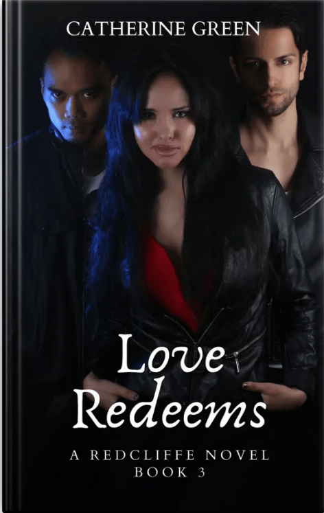 Image of book covers from the Redcliffe Novels paranormal menage series. MMF romance. Bisexual and gay romance. Gay werewolf romance. Paranormal author Catherine Green.