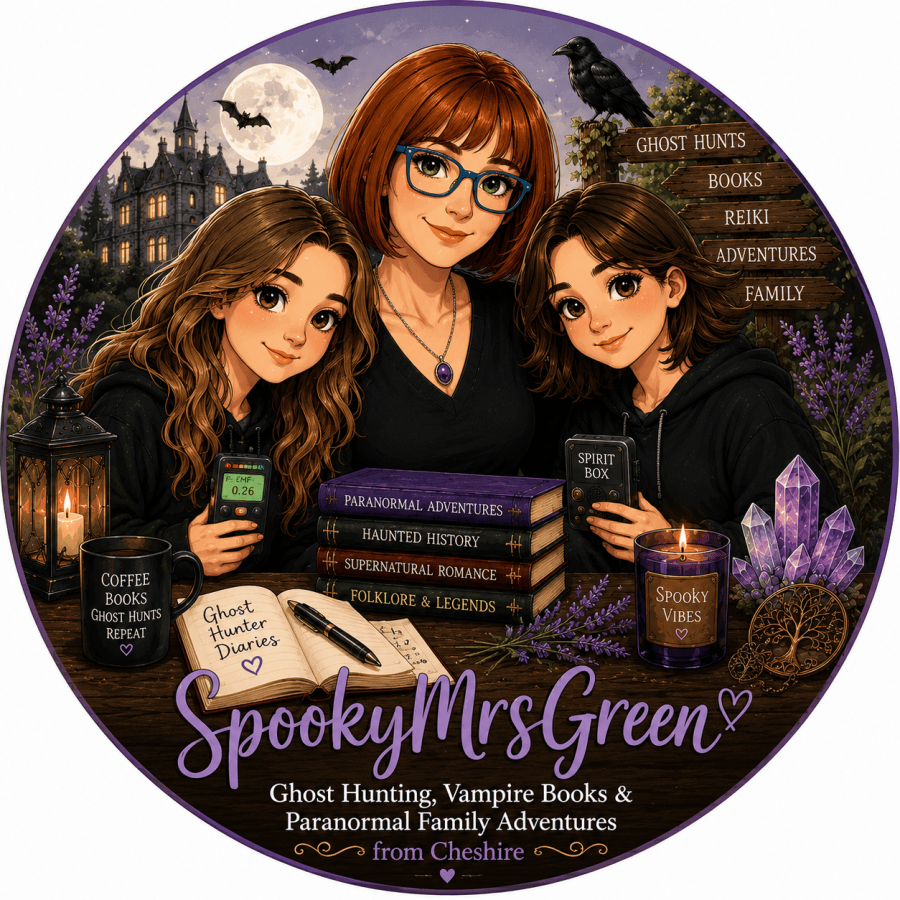 Image of SpookyMrsGreen and her daughters on their ghost hunting adventures. Ghost Hunting, Vampire Books & Paranormal Family Adventures from Cheshire.